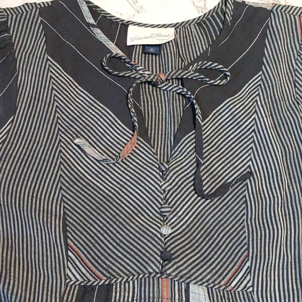 Universal Thread Black/gray Striped Midi Dress, Size XS - Picture 5 of 9